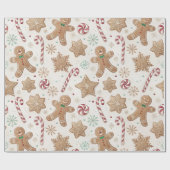 Candy Cane Gingerbread Man Geschenkpapier (Flach)