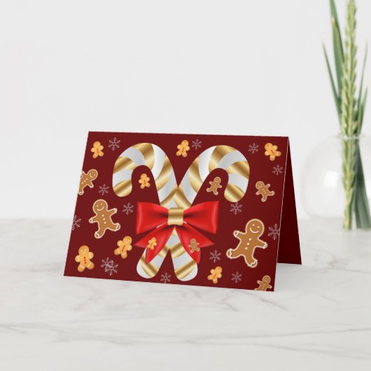 Candy Cane Gingerbread Man Karte (Vorderseite)