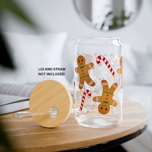 Candy Cane Gingerbread Man Snowy Weihnachten Dosenglas