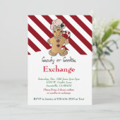 Candy Cane Gingerbrot Cookie & Candy Exchange Einladung (Stehend Vorderseite)
