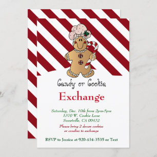 Candy Cane Gingerbrot Cookie & Candy Exchange Einladung