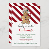 Candy Cane Gingerbrot Cookie & Candy Exchange Einladung (Vorne/Hinten)
