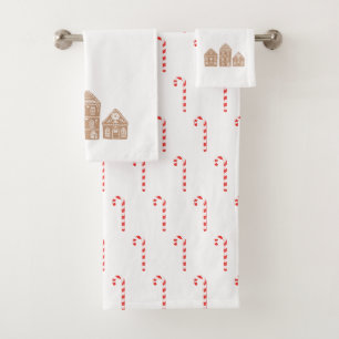 Candy Cane Gingerbrot Pattern Badetuch Set