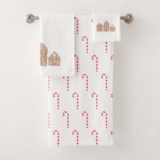 Candy Cane Gingerbrot Pattern Badetuch Set (Insitu)