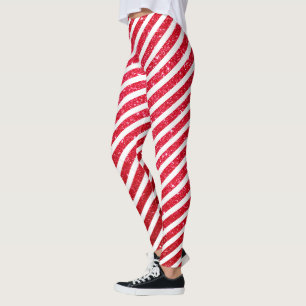 Candy Cane Glitzer Stripped Peppermint Leggings