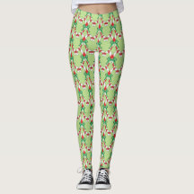 Candy Cane Green Christmas Leggings