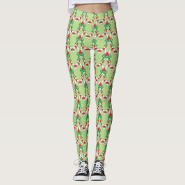 Candy Cane Green Christmas Leggings