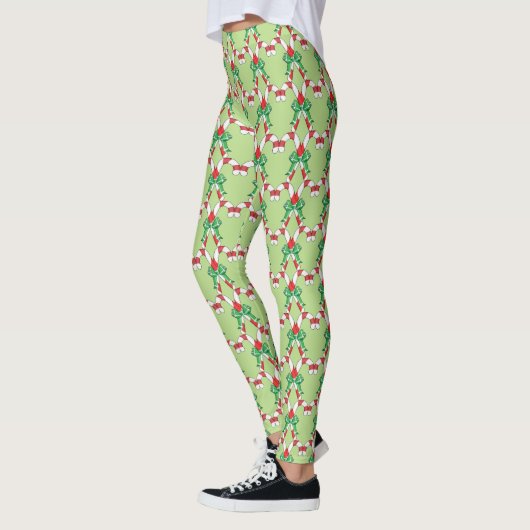 Candy Cane Green Christmas Leggings (Links)