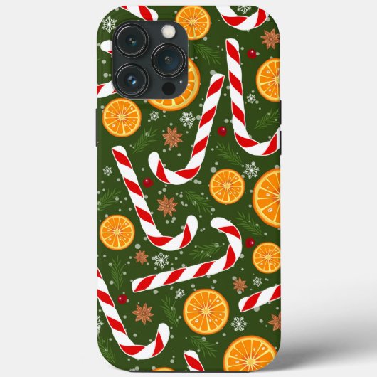 Candy Cane Green Christmas Orange iPhone Case Mate (Rückseite)