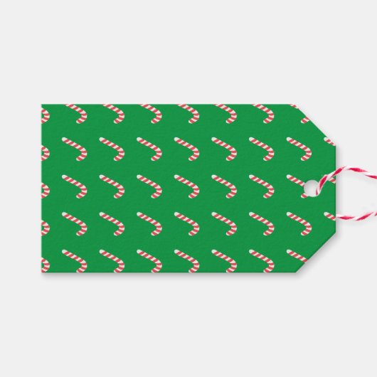 Candy Cane Green Holiday Weihnachten Geschenkanhänger (Vorderseite (Horizontal))