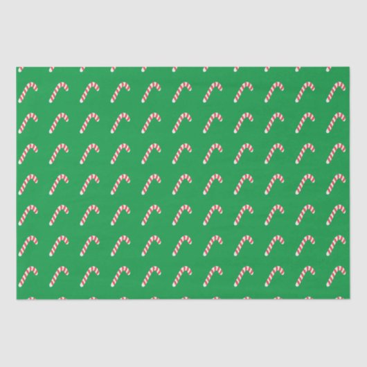 Candy Cane Green Niedlich Simple Christmas Holiday Seidenpapier (Vorderseite)