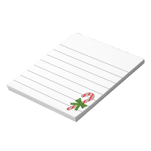 Candy Cane Green Ribbon Christmas Drawing Lined  Notizblock (Rotiert)