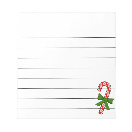 Candy Cane Green Ribbon Christmas Drawing Lined Notizblock (Vorderseite)