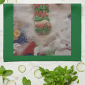 Candy Cane Hand Towel on Green Geschirrtuch (Gefaltet)