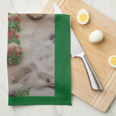 Candy Cane Hand Towel on Green Geschirrtuch (Viertel Falte)