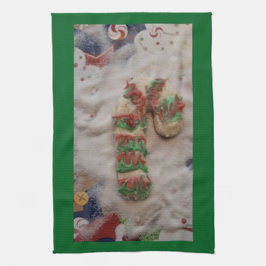 Candy Cane Hand Towel on Green Geschirrtuch (Vertikal)