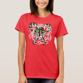 Candy Cane Happy Holidays T-Shirt (Vorderseite)
