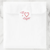 Candy Cane Heart All ist hell Runder Aufkleber (Tasche)