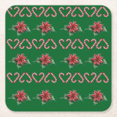 Candy Cane Heart and Holly Pattern – Festive Chris Rechteckiger Pappuntersetzer (Vorderseite)
