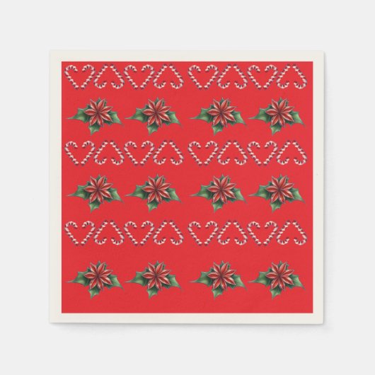 Candy Cane Heart and Holly Pattern – Festive Chris Serviette (Vorderseite)