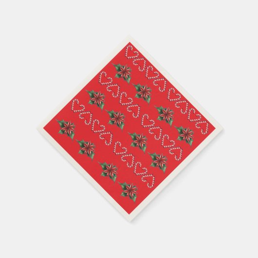 Candy Cane Heart and Holly Pattern – Festive Chris Serviette (Ecke)
