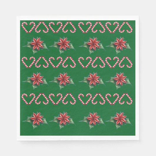 Candy Cane Heart and Holly Pattern – Festive Chris Serviette (Vorderseite)