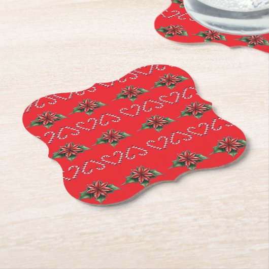 Candy Cane Heart and Holly Pattern – Festive Chris Untersetzer (angewinkelt)