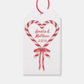Candy Cane Heart & Bow | Custom Christmas Geschenkanhänger (Vorderseite)