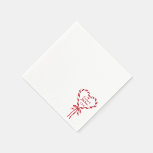 Candy Cane Heart & Bow | Custom Christmas Serviette (Ecke)
