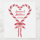 Candy Cane Heart & Bow | Custom Christmas Weinetikett (Einzelnes Label)