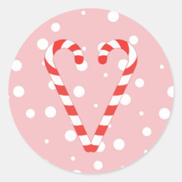 Candy Cane Heart Christmas Classic Round Sticker