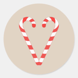 Candy Cane Heart Christmas Classic Round Sticker