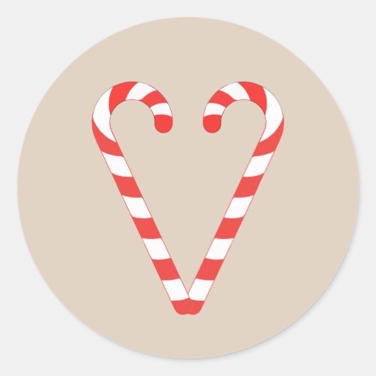 Candy Cane Heart Christmas Classic Round Sticker (Vorderseite)