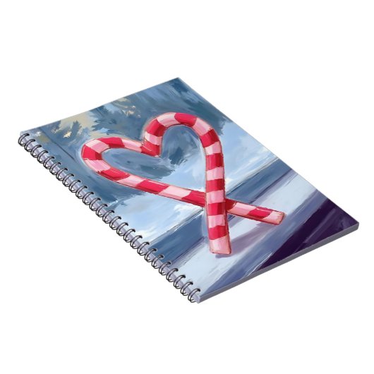 Candy Cane Heart Christmas Holiday Watercolor Notizblock (Rechte Seite)