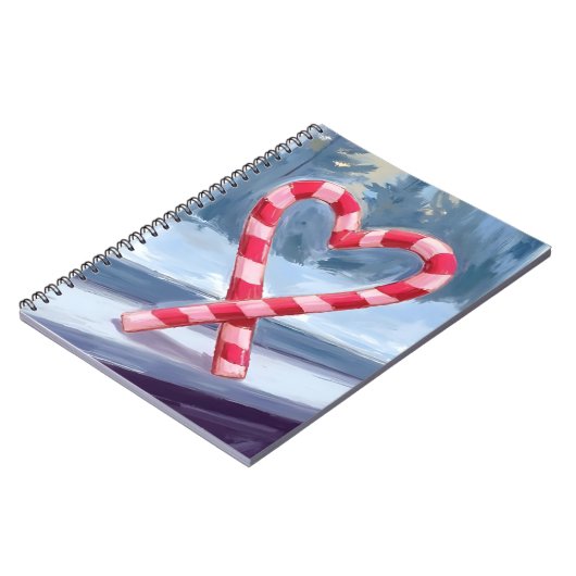 Candy Cane Heart Christmas Holiday Watercolor Notizblock (Linke Seite)