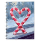 Candy Cane Heart Christmas Holiday Watercolor Notizblock (Vorderseite)