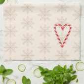 Candy Cane Heart Illustration Snowflake Pattern Geschirrtuch (Gefaltet)