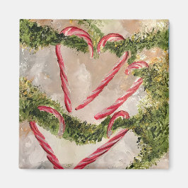Candy Cane Heart Magnet