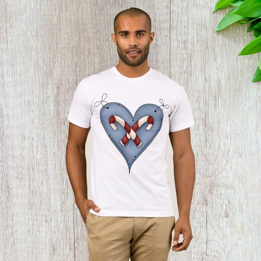 Candy Cane Heart Mens T - Shirt