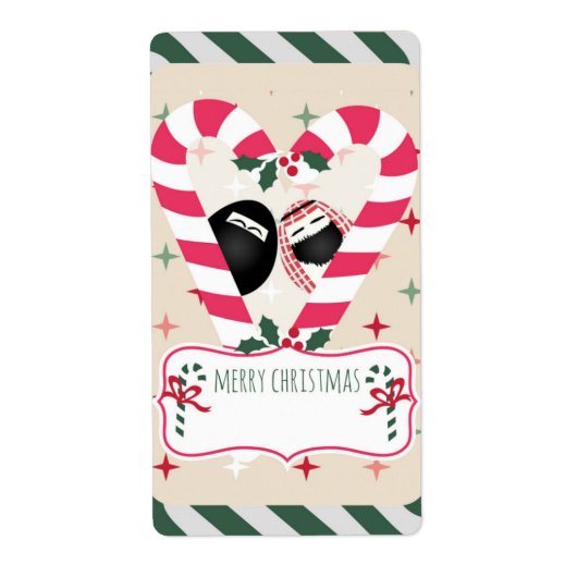 Candy Cane Heart Mr. & Mrs. Egg Geschenketiketten (Vorne)