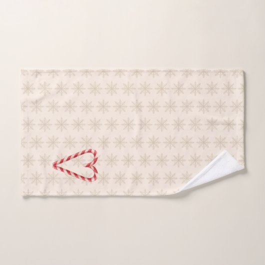 Candy Cane Heart Snowflake Pattern Holiday Badhandtuch Set (Handtuch)