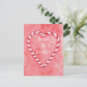 Candy Cane Heart Wedding Einladung Postkarten (Stehend Vorderseite)