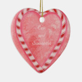 Candy Cane Heart Wedding Ornament, Personalisiert Keramikornament (Rechts)