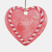 Candy Cane Heart Wedding Ornament, Personalisiert Keramikornament (Hinten)