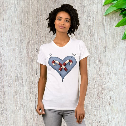 Candy Cane Heart Womens T - Shirt
