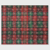 Candy Cane Hearts and Snowflakes On Plaid Geschenkpapier (Flach)