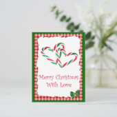 Candy Cane Hearts Postcard Postkarte (Stehend Vorderseite)