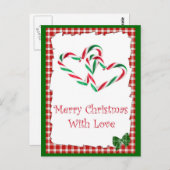 Candy Cane Hearts Postcard Postkarte (Vorne/Hinten)