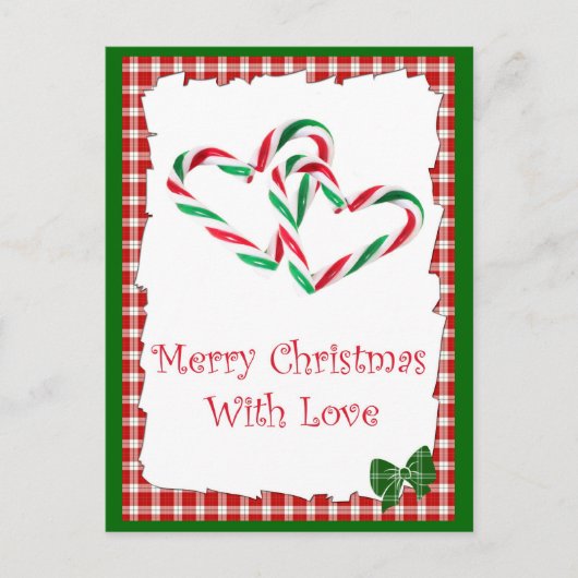 Candy Cane Hearts Postcard Postkarte (Vorderseite)