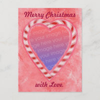Candy Cane Herz Add Foto Weihnachts Postkarten